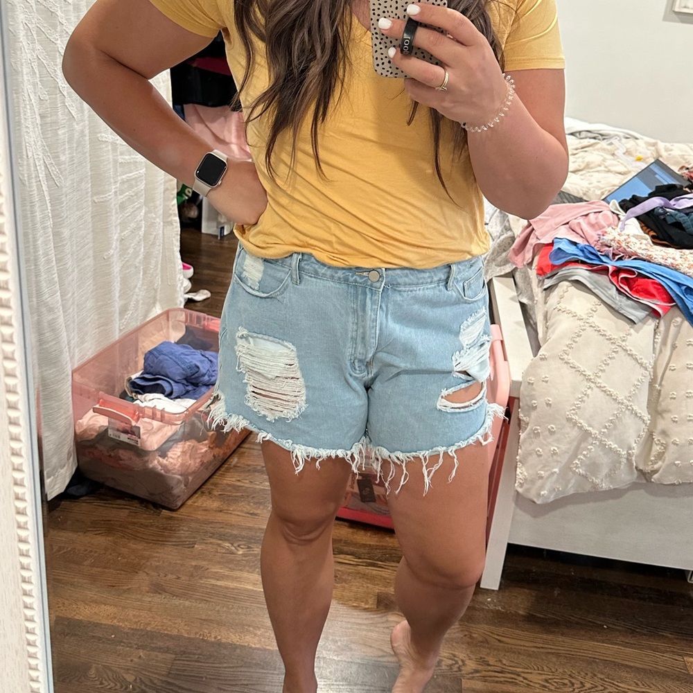 Ripped Denim Shorts